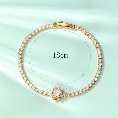 Glam Simple Style Shiny Flower Copper 18k Gold Plated Zircon Bracelets In Bulk