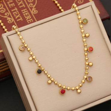Wholesale Retro Simple Style Printing Stainless Steel Plating Inlay Artificial Gemstones Bracelets Earrings Necklace