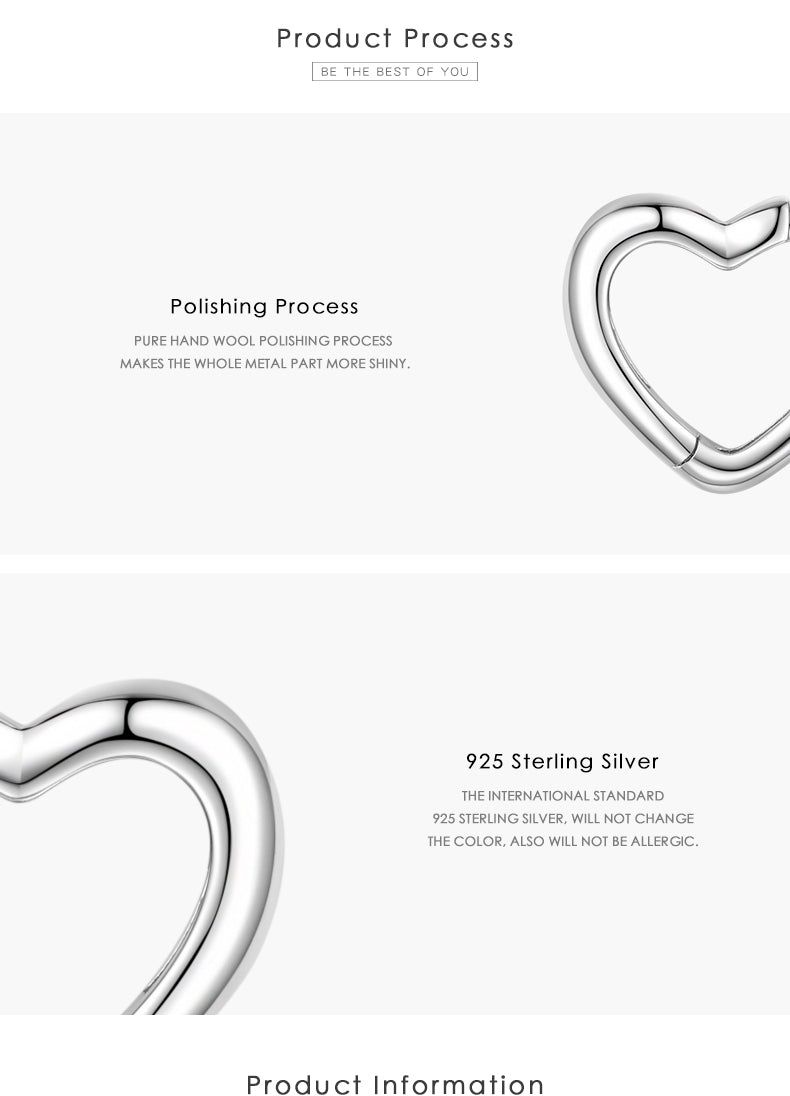 1 Pair Elegant Heart Shape Sterling Silver Plating Three-dimensional Rhodium Plated Earrings