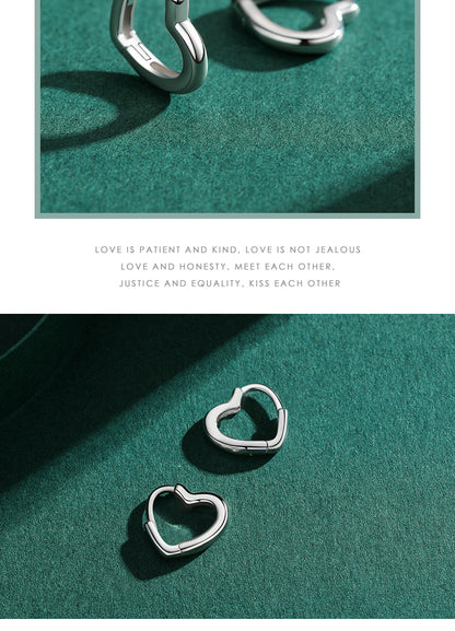 1 Pair Elegant Heart Shape Sterling Silver Plating Three-dimensional Rhodium Plated Earrings