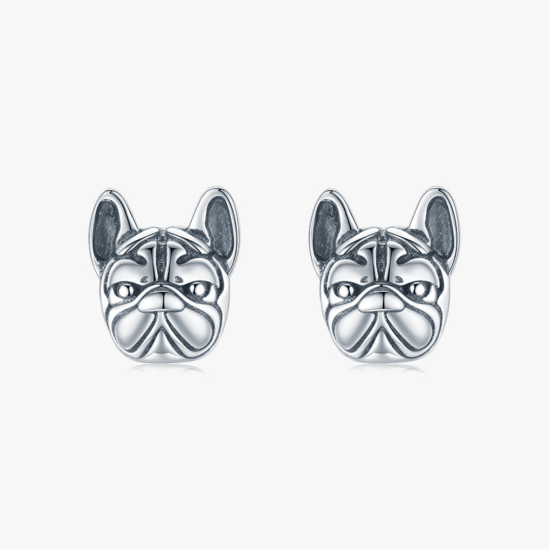 1 Pair Vintage Style Bulldog Sterling Silver Plating Ear Studs