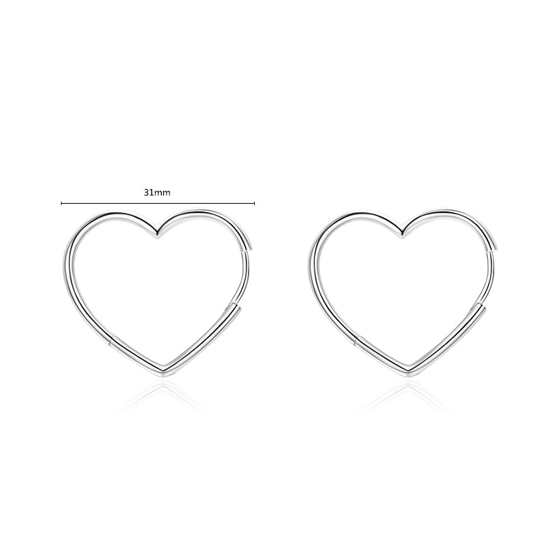 1 Pair Elegant Heart Shape Sterling Silver Plating Three-dimensional Rhodium Plated Earrings