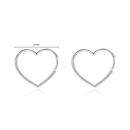 1 Pair Elegant Heart Shape Sterling Silver Plating Three-dimensional Rhodium Plated Earrings