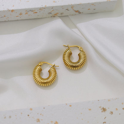 1 Pair Simple Style Solid Color Stainless Steel Plating 18k Gold Plated Hoop Earrings