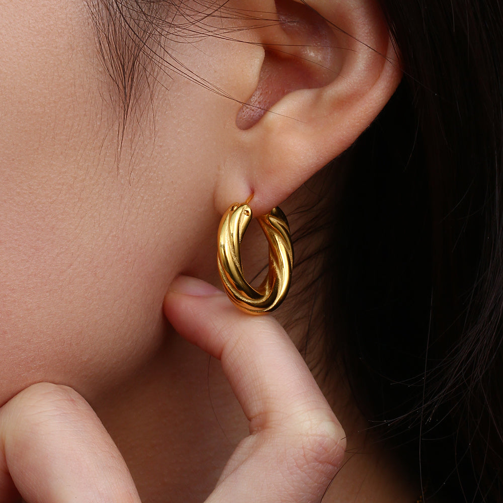 1 Pair Modern Style Simple Style Round Stainless Steel Plating 18k Gold Plated Hoop Earrings