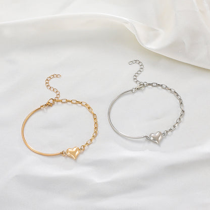 Simple Style Heart Shape 14k Gold Plated Alloy Wholesale Bracelets