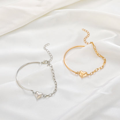 Simple Style Heart Shape 14k Gold Plated Alloy Wholesale Bracelets