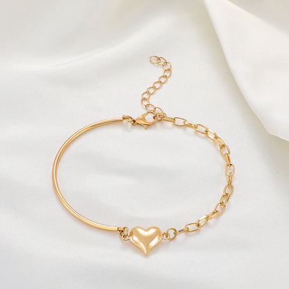 Simple Style Heart Shape 14k Gold Plated Alloy Wholesale Bracelets