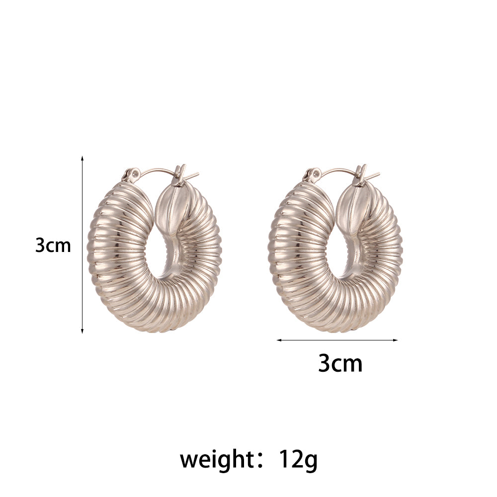 1 Pair Simple Style Round Solid Color Stainless Steel Earrings