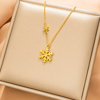 Streetwear Snowflake Titanium Steel Plating Gold Plated Pendant Necklace