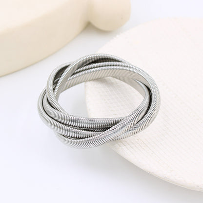 Artistic Stripe Titanium Steel Plating Bangle