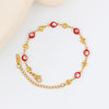 Ethnic Style Heart Shape Eye 304 Stainless Steel 18K Gold Plated Enamel Bracelets In Bulk