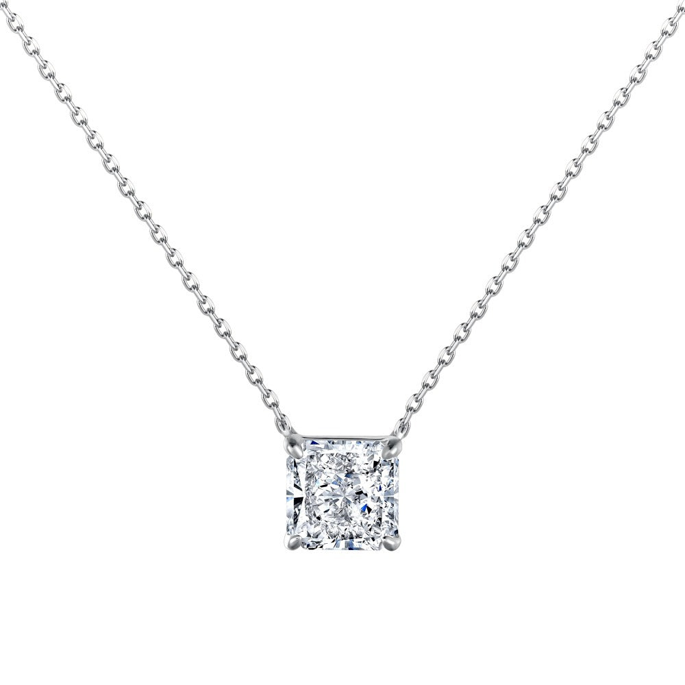 Simple Style Shiny Square Sterling Silver Plating Inlay Zircon Necklace