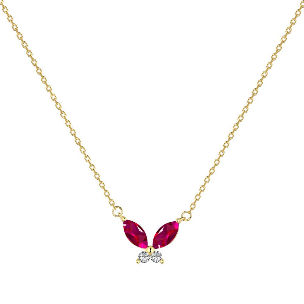 Sweet Simple Style Butterfly Sterling Silver Plating Inlay Zircon Necklace