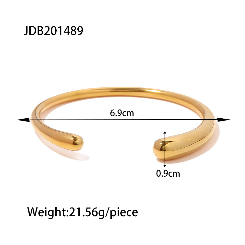 Simple Style Solid Color Stainless Steel Plating 18k Gold Plated Cuff Bracelets