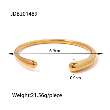 Simple Style Solid Color Stainless Steel Plating 18k Gold Plated Cuff Bracelets