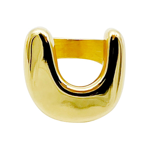 Artistic Commute U Shape Stainless Steel Metal Polishing Plating Gold Plated Unisex Rings