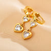 1 Pair Simple Style Heart Shape Copper Inlay Zircon Drop Earrings