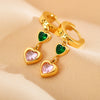 1 Pair Simple Style Heart Shape Copper Inlay Zircon Drop Earrings