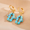 1 Pair Retro Geometric Stainless Steel Enamel Inlay Zircon Drop Earrings