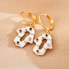 1 Pair Retro Geometric Stainless Steel Enamel Inlay Zircon Drop Earrings