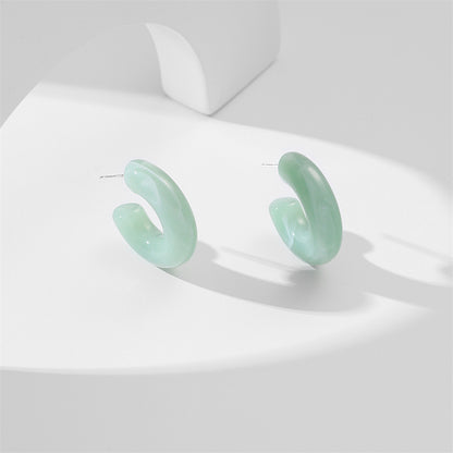 1 Pair Simple Style C Shape Resin Ear Studs