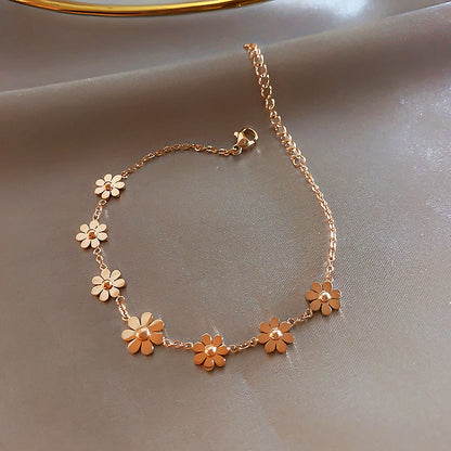 Elegant Simple Style Flower Zircon Alloy Wholesale Bracelets