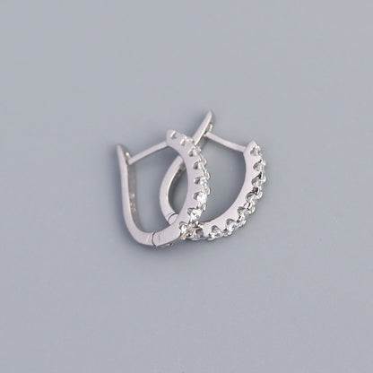 1 Pair Simple Style U Shape Sterling Silver Inlay Zircon Earrings