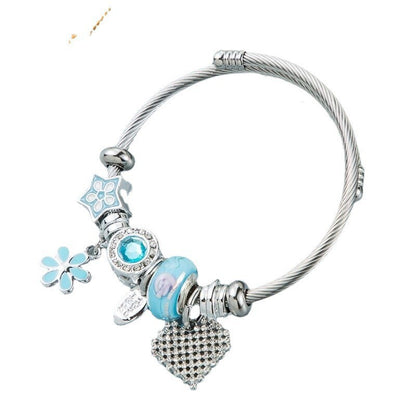 Vacation Heart Shape Alloy Plating Inlay Rhinestones Cuff Bracelets