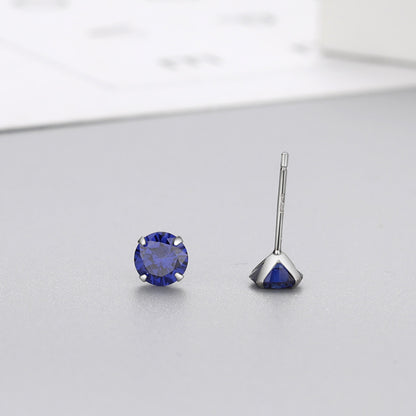 Simple Style Geometric Sterling Silver Zircon Ear Studs 1 Pair