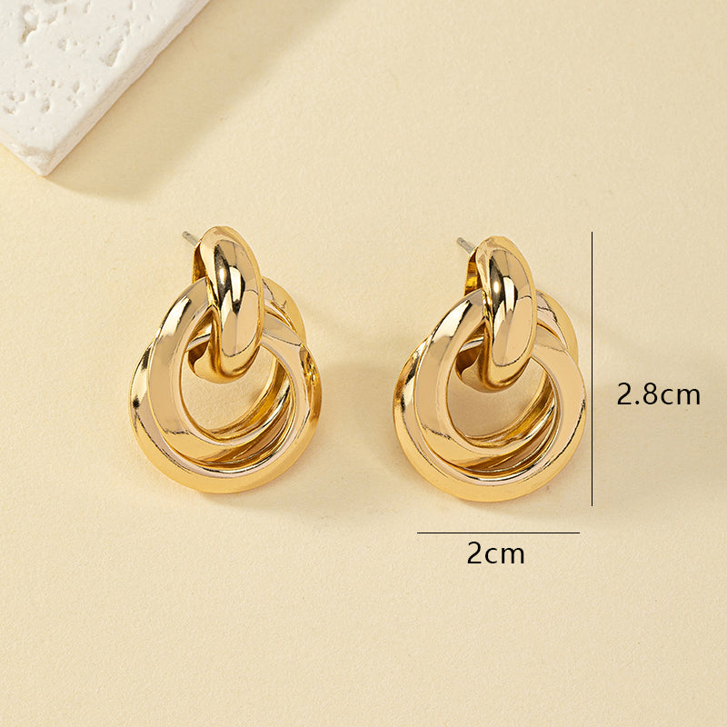 Retro Commute Round Solid Color Alloy Plating Women's Ear Studs