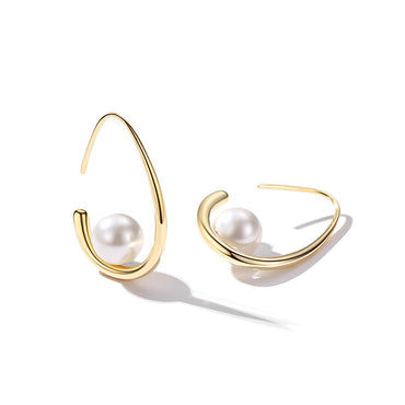 1 Pair Simple Style Water Droplets Copper Plating Inlay Pearl Gold Plated Earrings