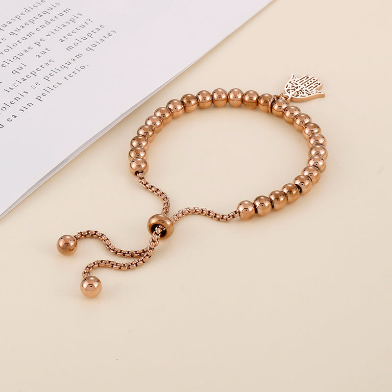 Elegant Palm Stainless Steel Beaded 18k Gold Plated Bracelets