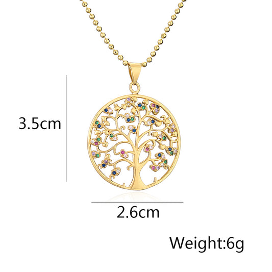 Modern Style Artistic Tree Heart Shape Copper 18k Gold Plated Zircon Pendant Necklace In Bulk