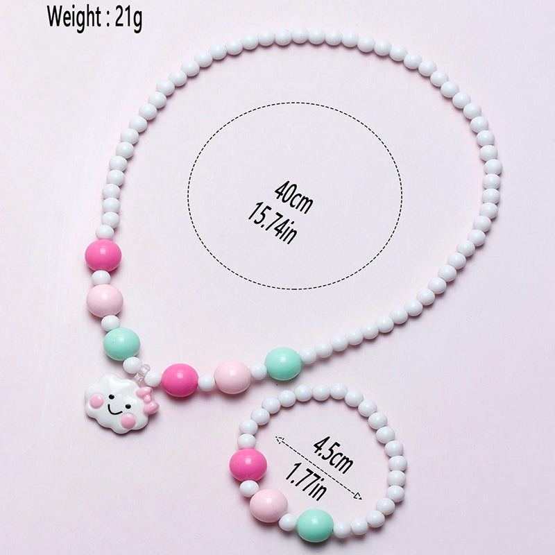 Cute Sweet Pastoral Clouds Plastic Resin Beaded Girl's Bracelets Necklace
