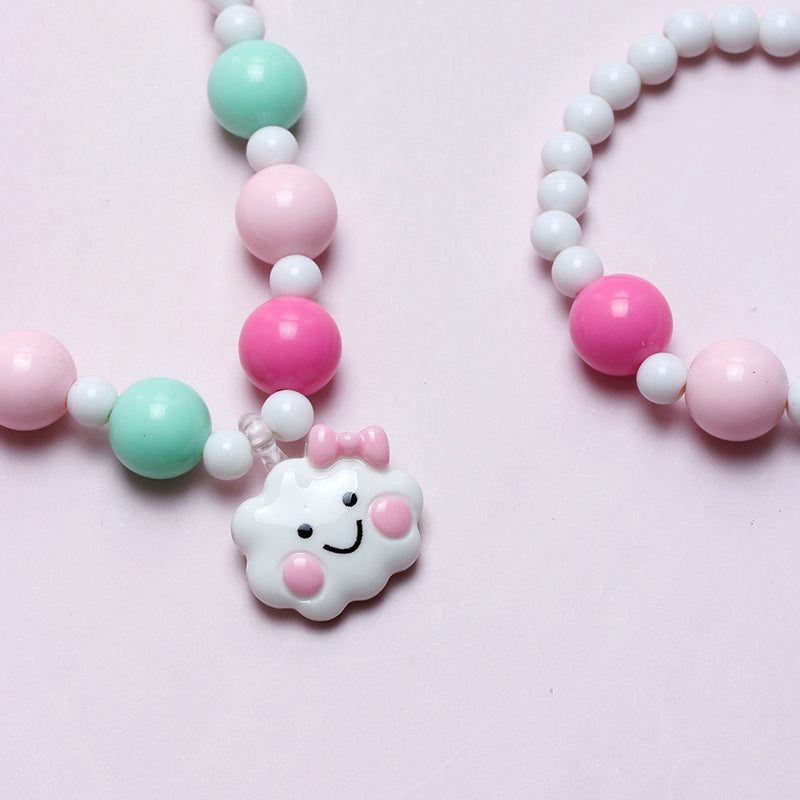 Cute Sweet Pastoral Clouds Plastic Resin Beaded Girl's Bracelets Necklace