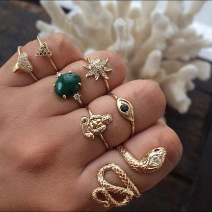 Retro Punk Tortoise Round Snake Alloy Plating Hollow Out Inlay Artificial Gemstones Opal Gold Plated Silver Plated Women's Open Ring Rings