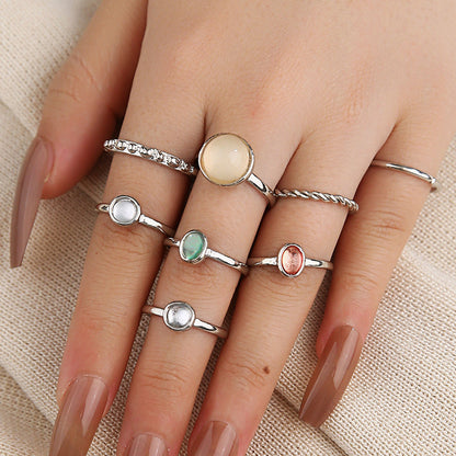 Retro Punk Animal Devil's Eye Heart Shape Alloy Plating Hollow Out Inlay Artificial Gemstones Artificial Diamond Opal Gold Plated Silver Plated Women's Open Ring Rings