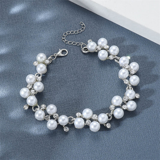 Elegant Sweet Round Artificial Pearls Rhinestones Alloy Wholesale Bracelets