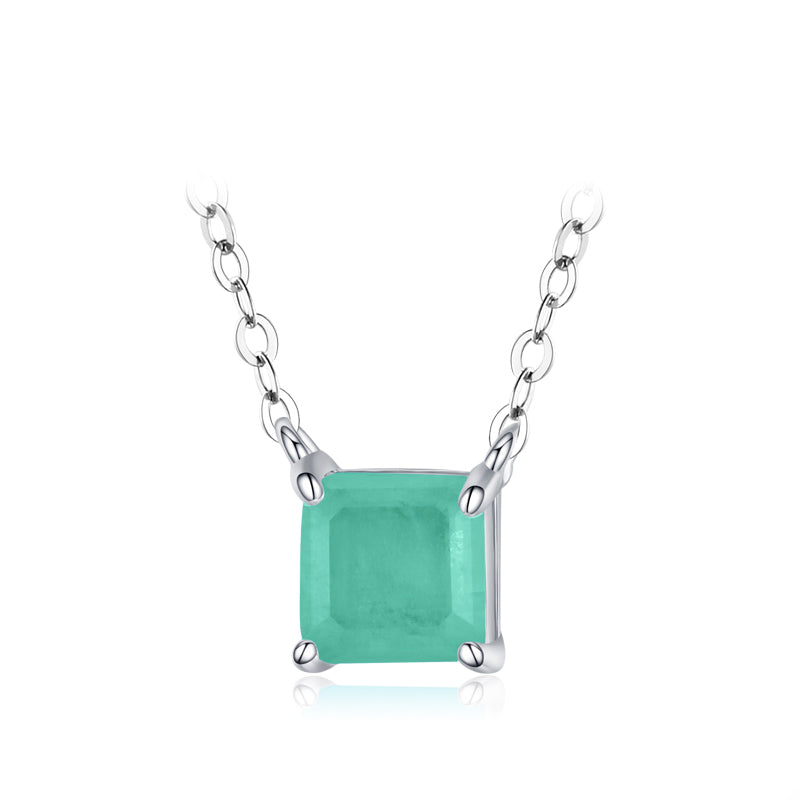 Ins Style Simple Style Square Sterling Silver Plating Inlay Gem 14k Gold Plated Rhodium Plated Necklace