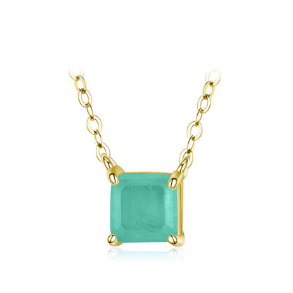 Ins Style Simple Style Square Sterling Silver Plating Inlay Gem 14k Gold Plated Rhodium Plated Necklace