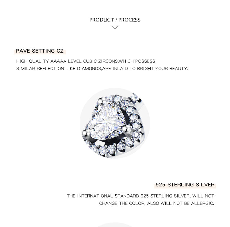 Elegant Heart Shape Sterling Silver Plating Inlay Zircon Rings