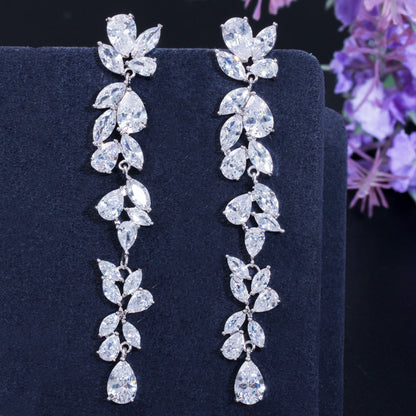 1 Pair Romantic Shiny Water Droplets Plating Inlay Copper Zircon Rhodium Plated Silver Plated Drop Earrings