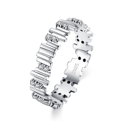 Ins Style Elegant Luxurious Jigsaw Sterling Silver Plating Inlay Zircon 14k Gold Plated Rhodium Plated Rings