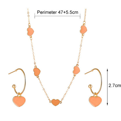 Luxurious Lady Shiny Heart Shape Copper Inlay Rhinestones Pearl Zircon 18k Gold Plated Women's Earrings Necklace