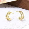 1 Pair Retro C Shape Plating Inlay Copper Artificial Pearls Zircon Ear Studs