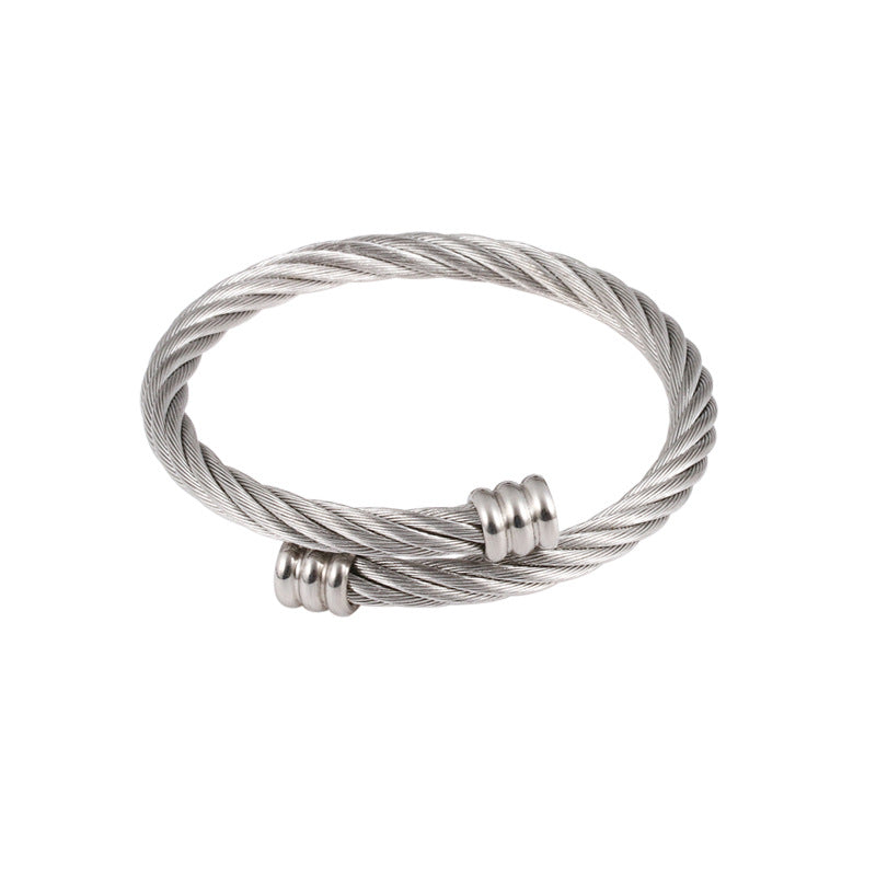 Vintage Style Spiral Stripe Stainless Steel Women's Rings Bracelets Earrings