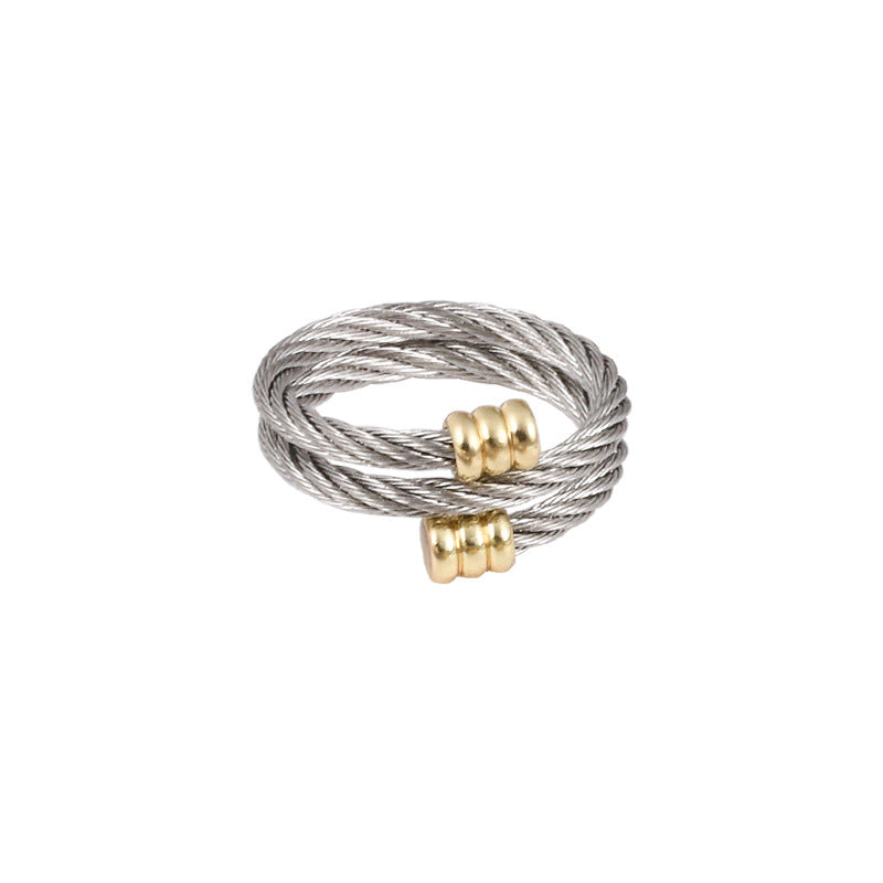 Vintage Style Spiral Stripe Stainless Steel Women's Rings Bracelets Earrings