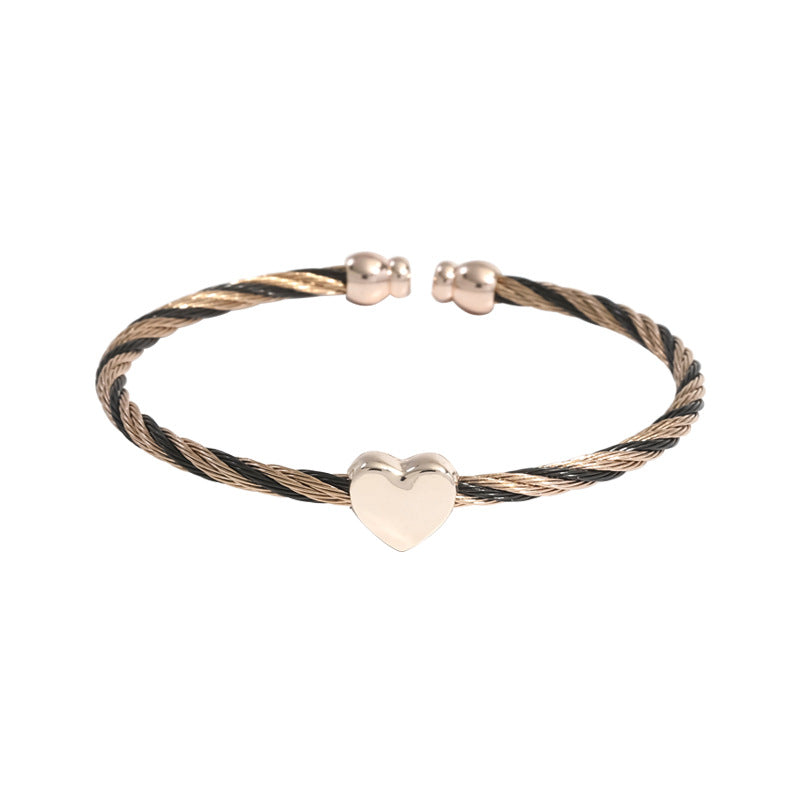 Casual Simple Style Heart Shape Stainless Steel Copper Bangle