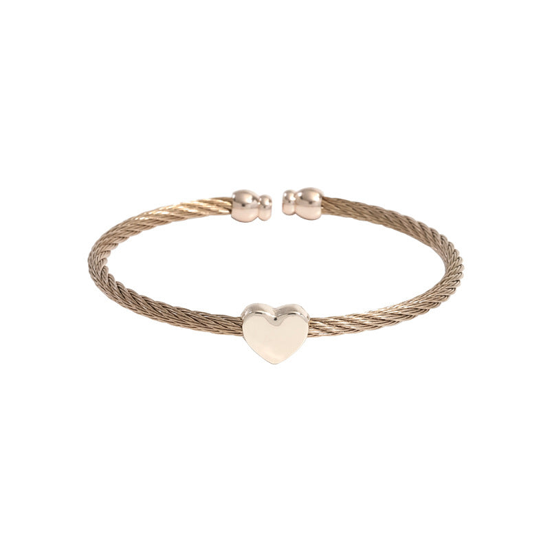 Casual Simple Style Heart Shape Stainless Steel Copper Bangle